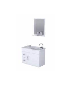 Gabinete Banheiro Siena 55cm Branco Com Cuba e Espelheira Rorato