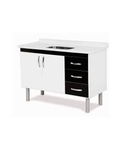 Gabinete de Cozinha Tóquio Branco e Preto 116,2cm Rorato