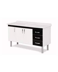 Gabinete de Cozinha Tóquio Branco e Preto 144,2cm Rorato