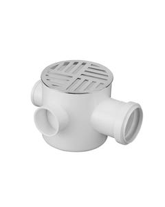 Caixa Sifonado Montada Grelha e Porta Grelha Branco 3 entradas Krona 150x185x75mm